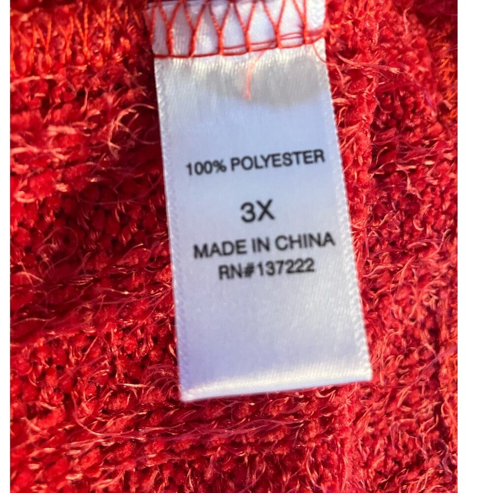 LoveTrend New York Women's Red Feathered Yarn Puff Sleeve Crop Sweater | Size 3X - Picture 7 of 8